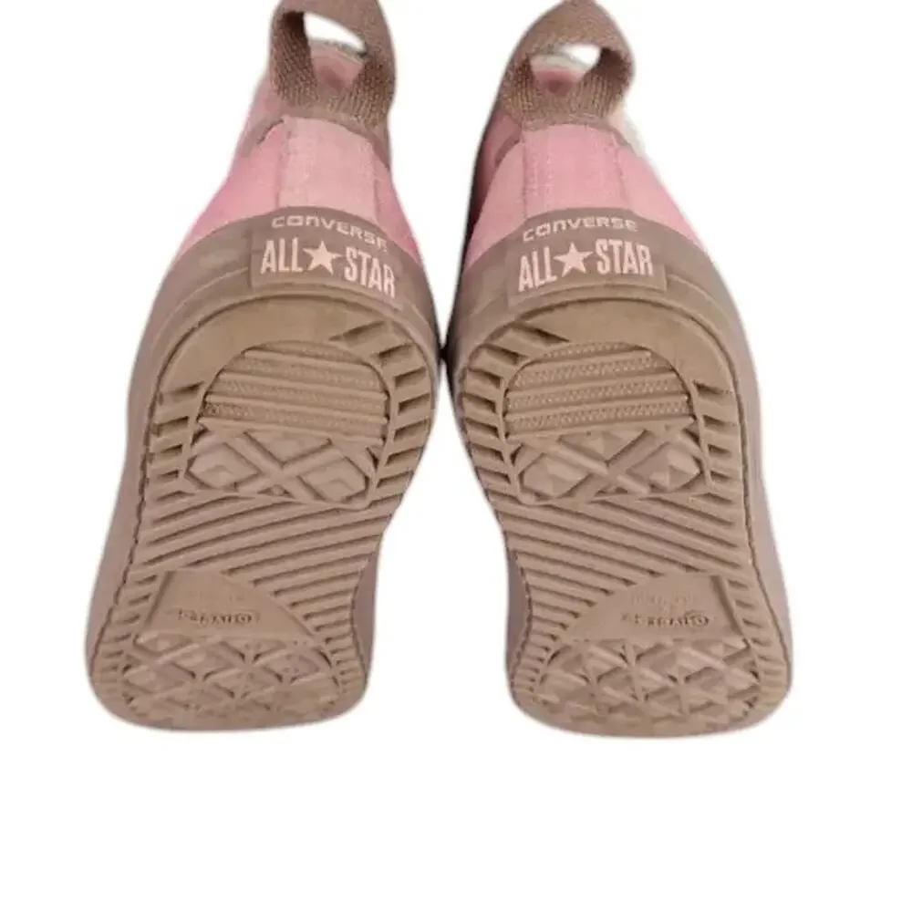 Converse Shoes Kids 6 Sneakers Chuck Taylor All Star Leather Faux Fur Pink Brown